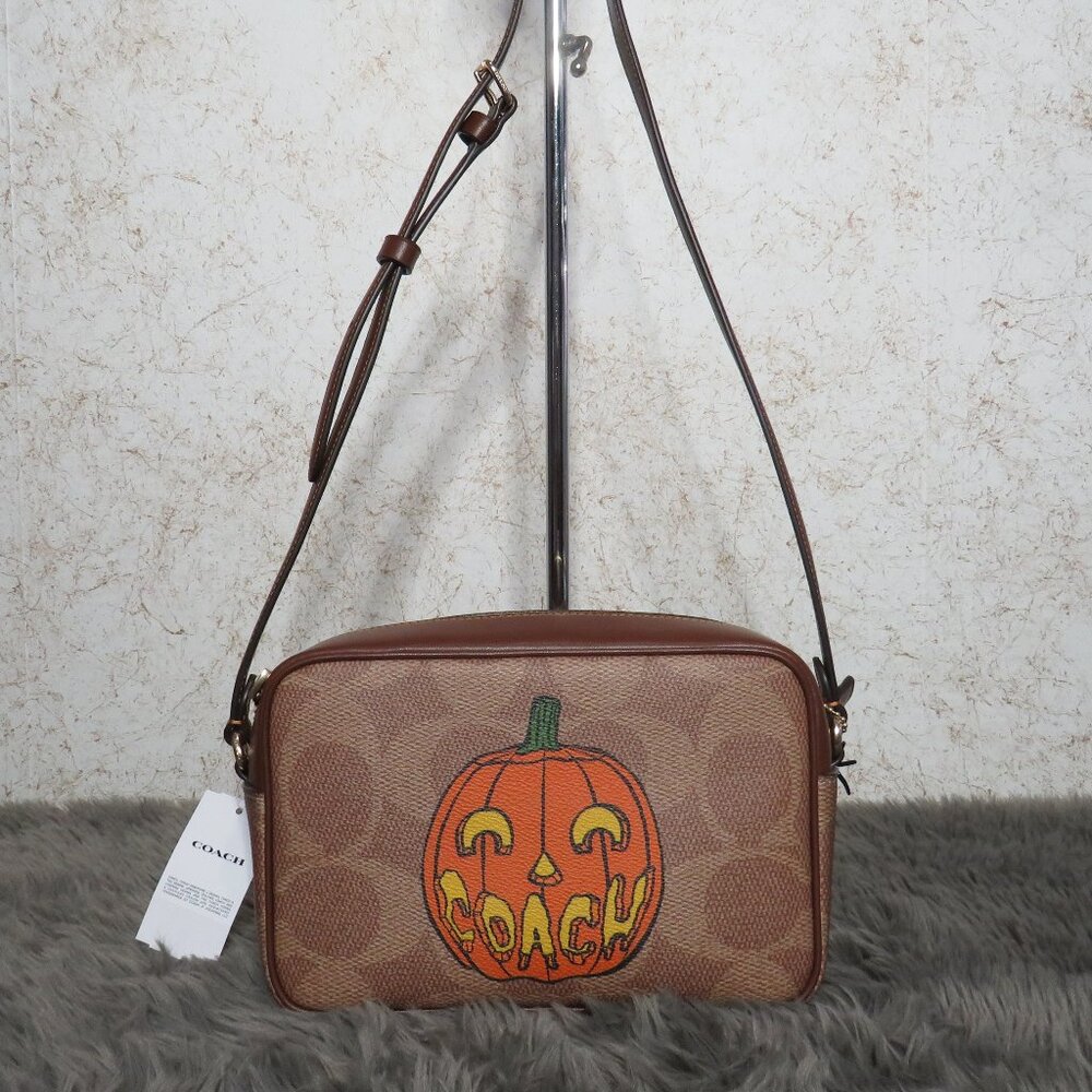 Coach Jamie Camera Bag with Pumpkin Print (Tan)